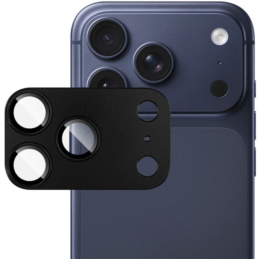 IMAK iPhone 18 Pro Max Linssinsuoja Karkaistusta Lasista ja Metallista - Musta