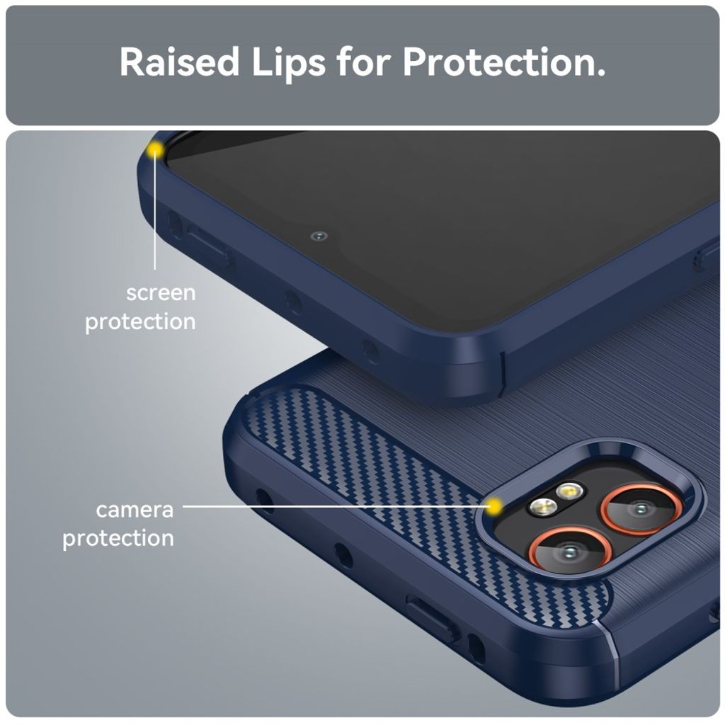 Blå deksel for Samsung Galaxy XCover7 Pro karbonfiber tekstur