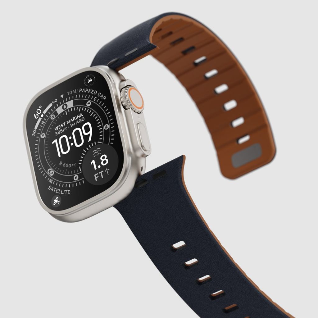 Apple Watch 49/46/44/42mm Klockarmband i texturerat silikon - Blå/Brun