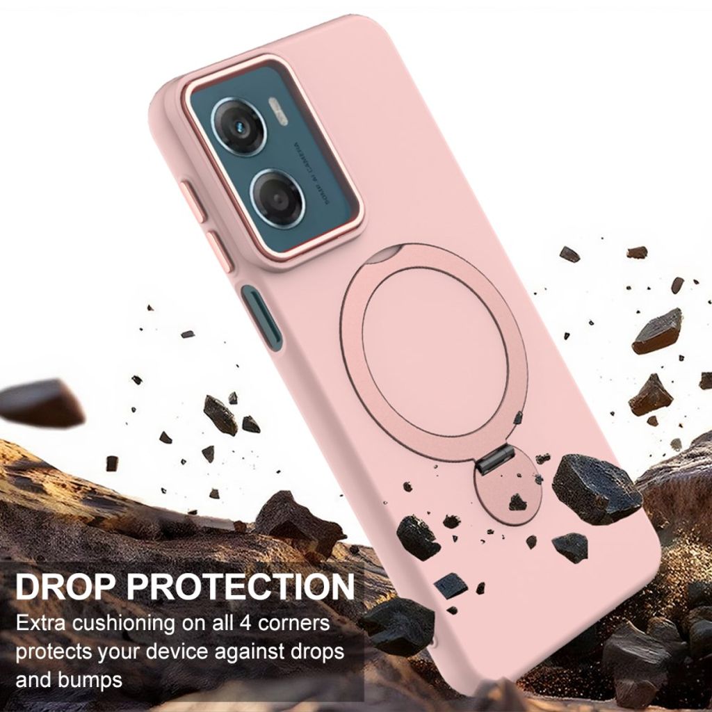 Motorola Moto G06 Power 4G/G06 4G Deksel MagSafe & Roterende Ring - Rosa