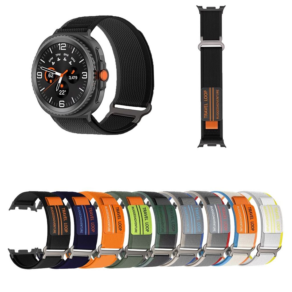 Samsung Galaxy Watch8/8 Classic Nylon Klokkereim – Svart