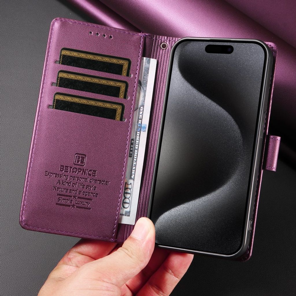 BETOPNICE Xiaomi 17T Pro Lompakkokotelo RFID esto - Violetti