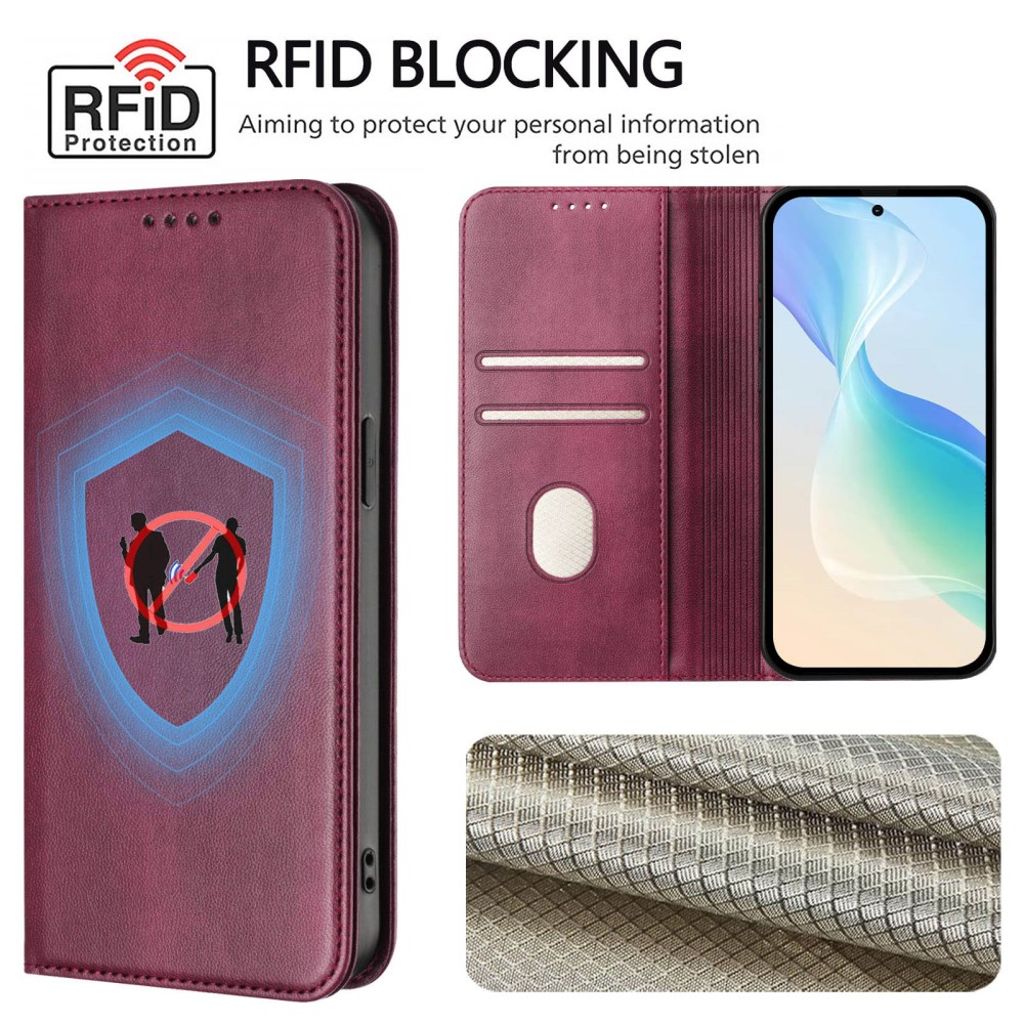 Xiaomi 15T Wallet Cover with RFID Blocking - Red