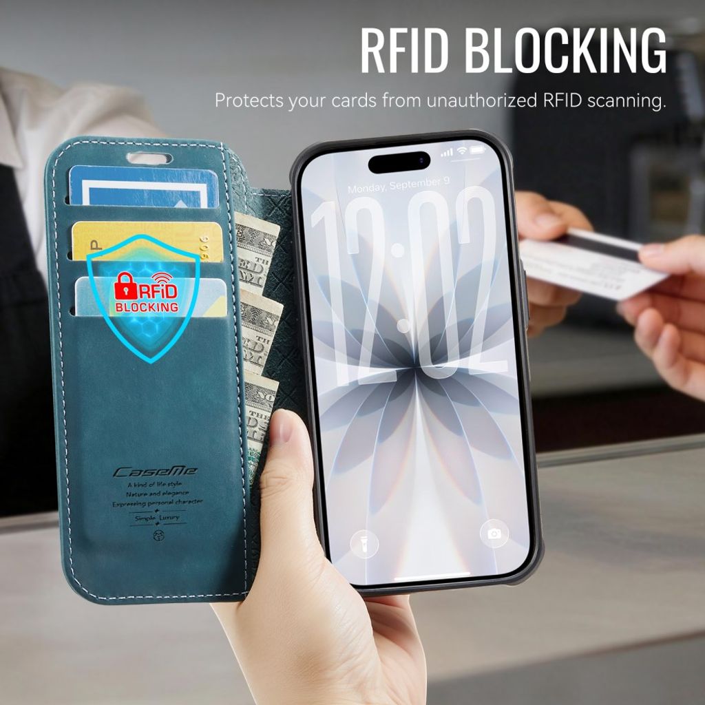 CASEME 053  iPhone 16 Plus Lompakkokotelo MagSafe RFID-estävä - Sininen