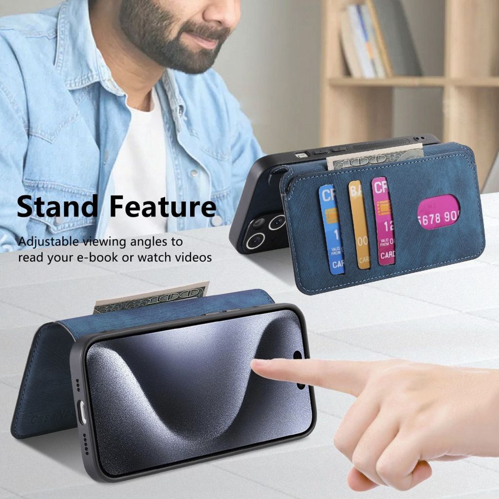 CASENEO iPhone 13 Pro Max Lompakkokotelo Irrotettava lompakko - Tummansininen