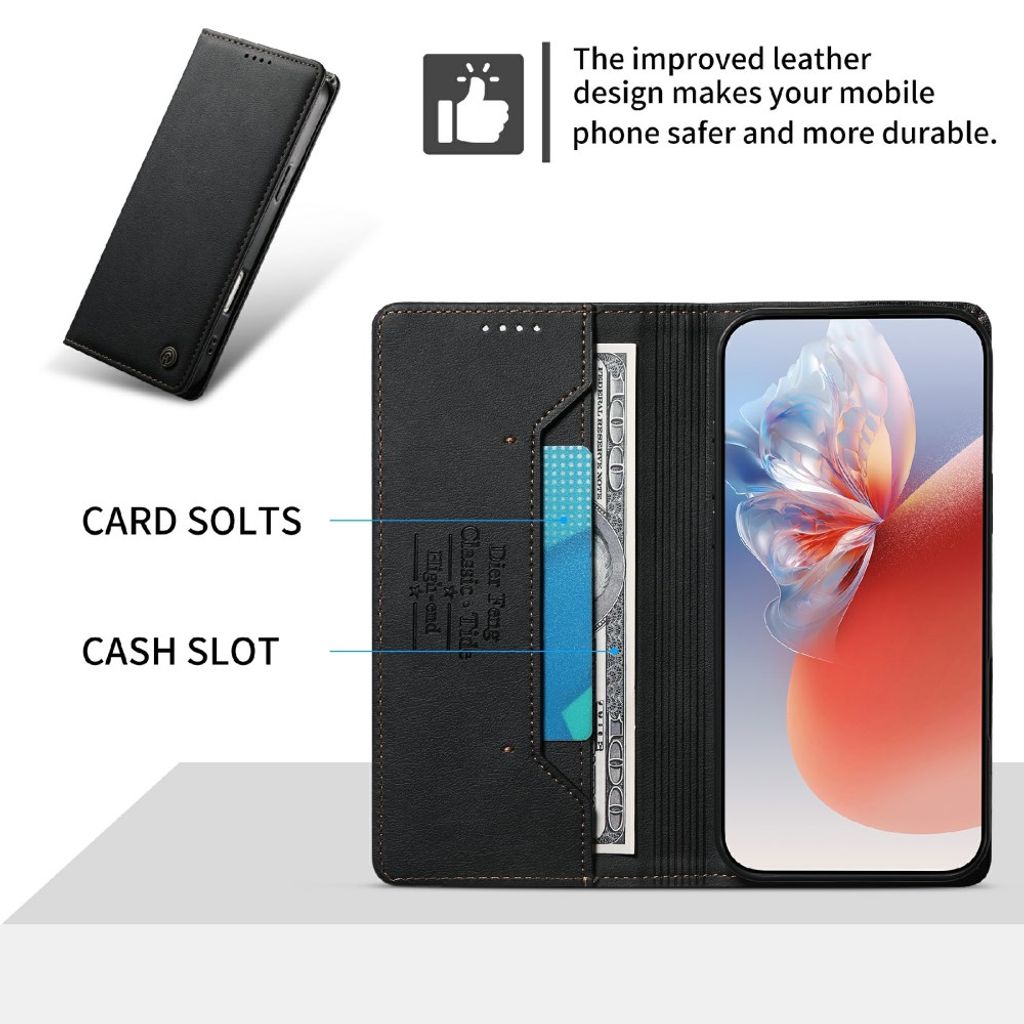 DIERFENG Xiaomi Poco C85x 5G/Redmi A7 Pro Plånboksfodral RFID - Svart
