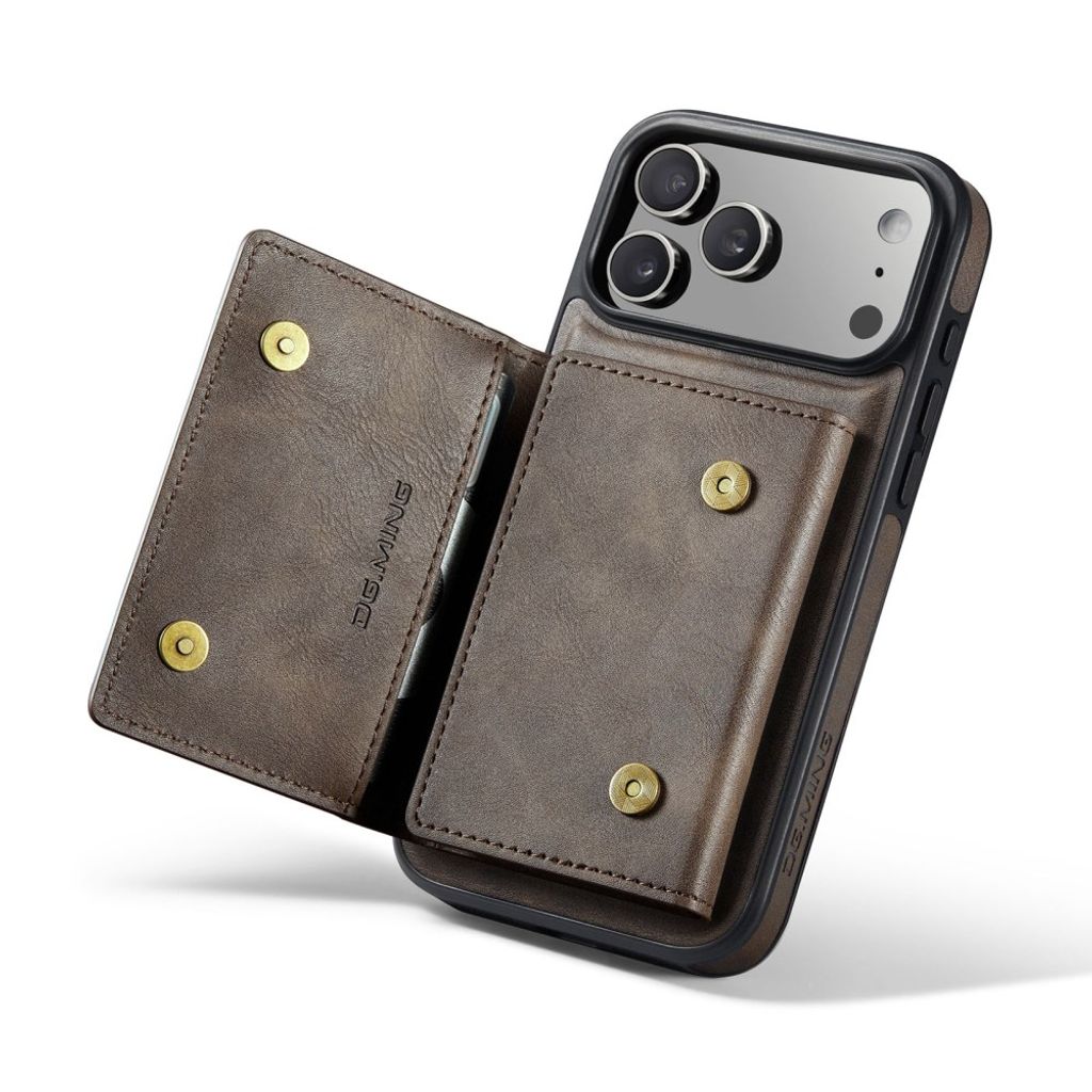 DG.MING iPhone 18 Pro Max/17 Pro Max Skal med Magnetisk Avtagbar Plånbok - Brun