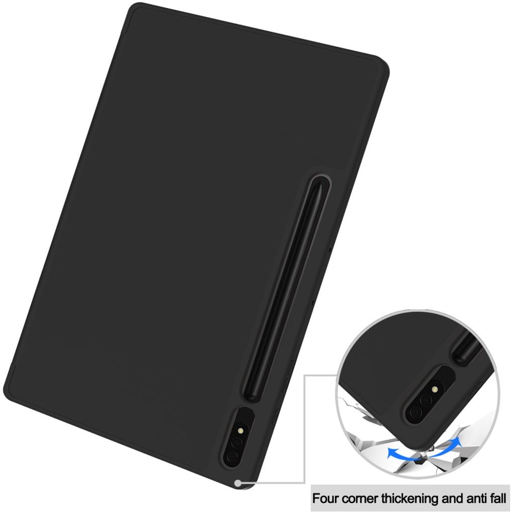 Samsung Galaxy Tab S10 Plus-deksel med tredelt pennrom - svart