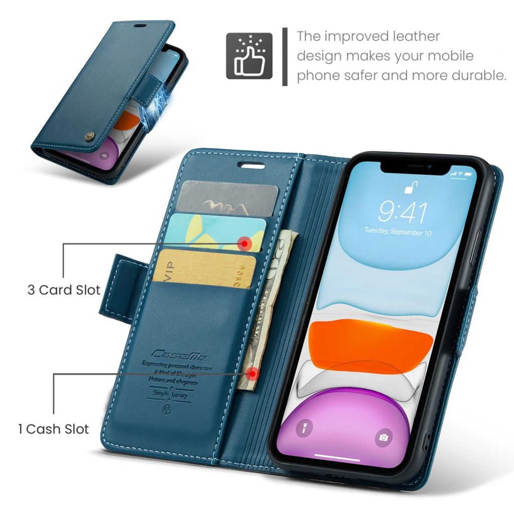 CASEME iPhone 11 Kotelo Korttipaikka - Sininen
