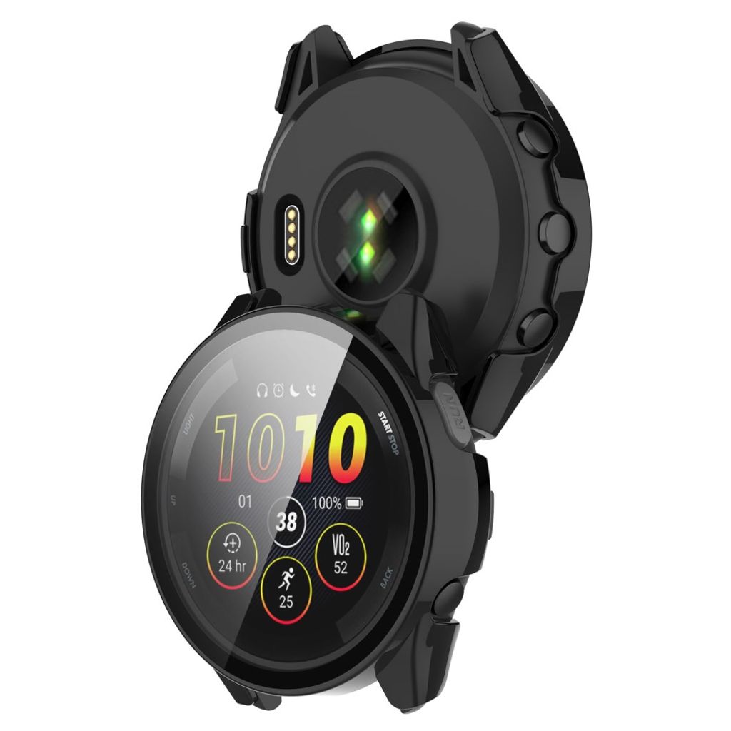 Garmin Forerunner 165/165 Music Skal med Skärmskydd i Härdat Glas – Svart