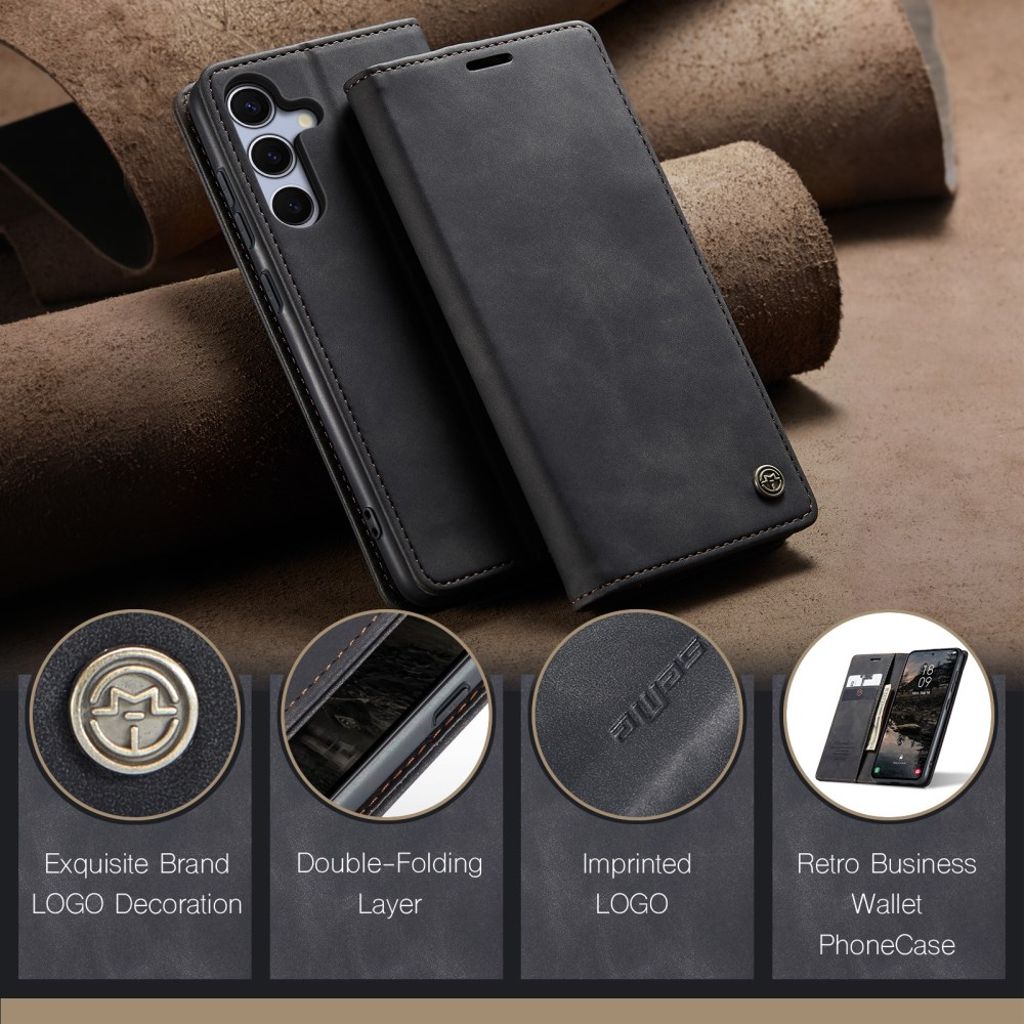 CASEME Samsung Galaxy S25 FE Plånboksfodral med Kortfack - Svart