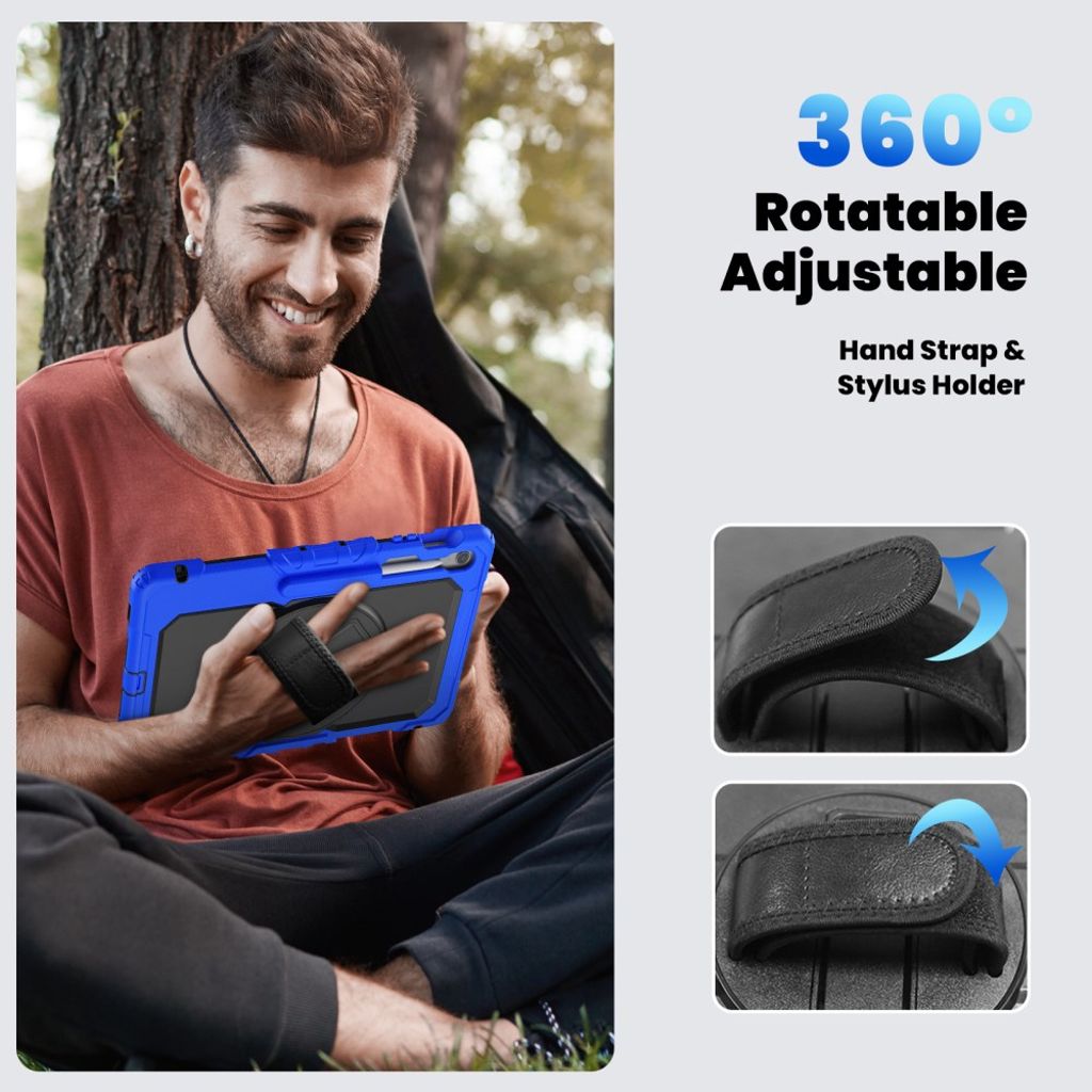 Samsung Galaxy Tab S10 FE Plus Case with Shoulder Strap - Dark Blue