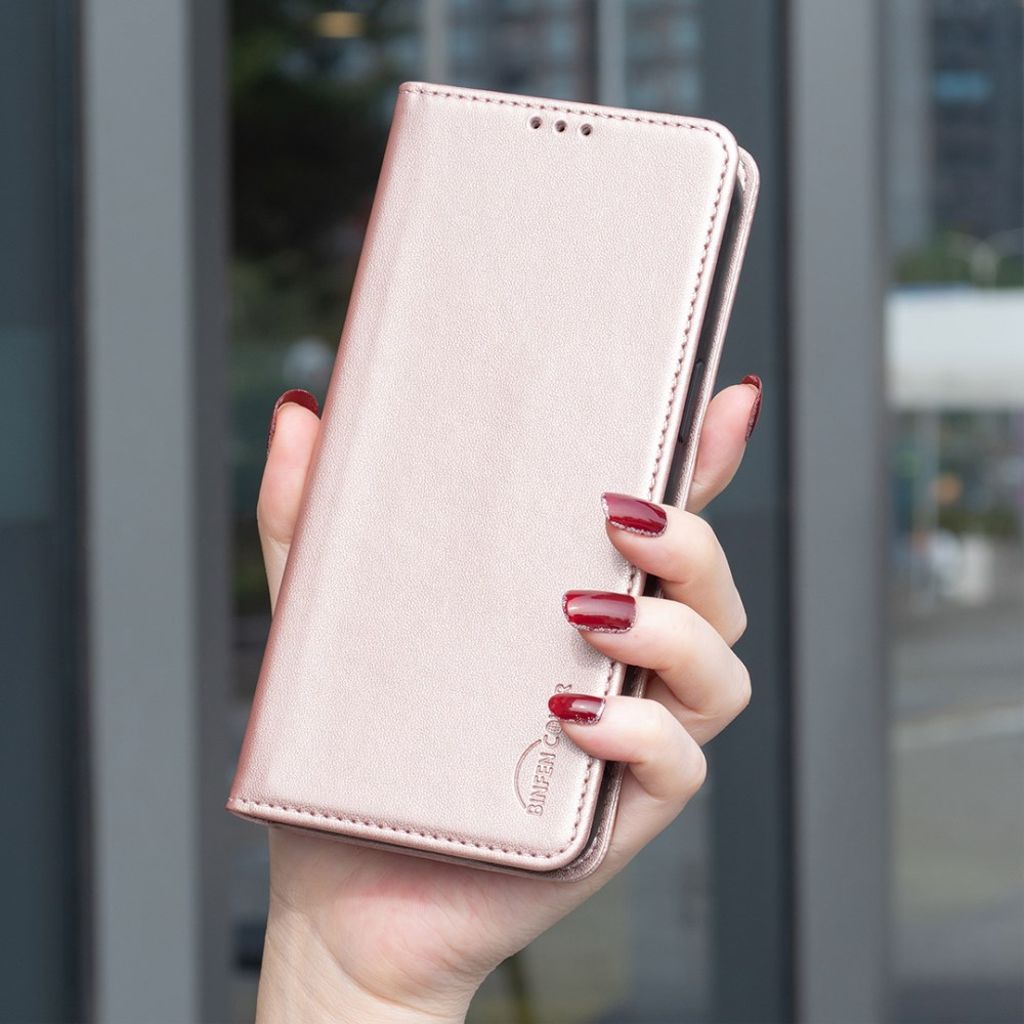 BINFEN COLOR Samsung Galaxy A37 5G Plånboksfodral Stativ Korthållare - Roséguld
