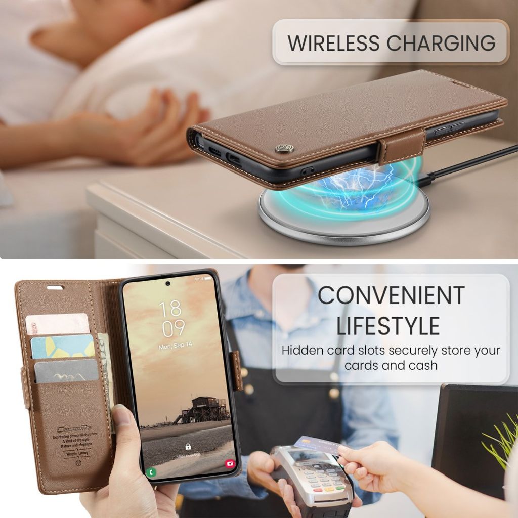 CASEME Samsung Galaxy S26 Ultra Plånboksfodral RFID-blockerande – Brun