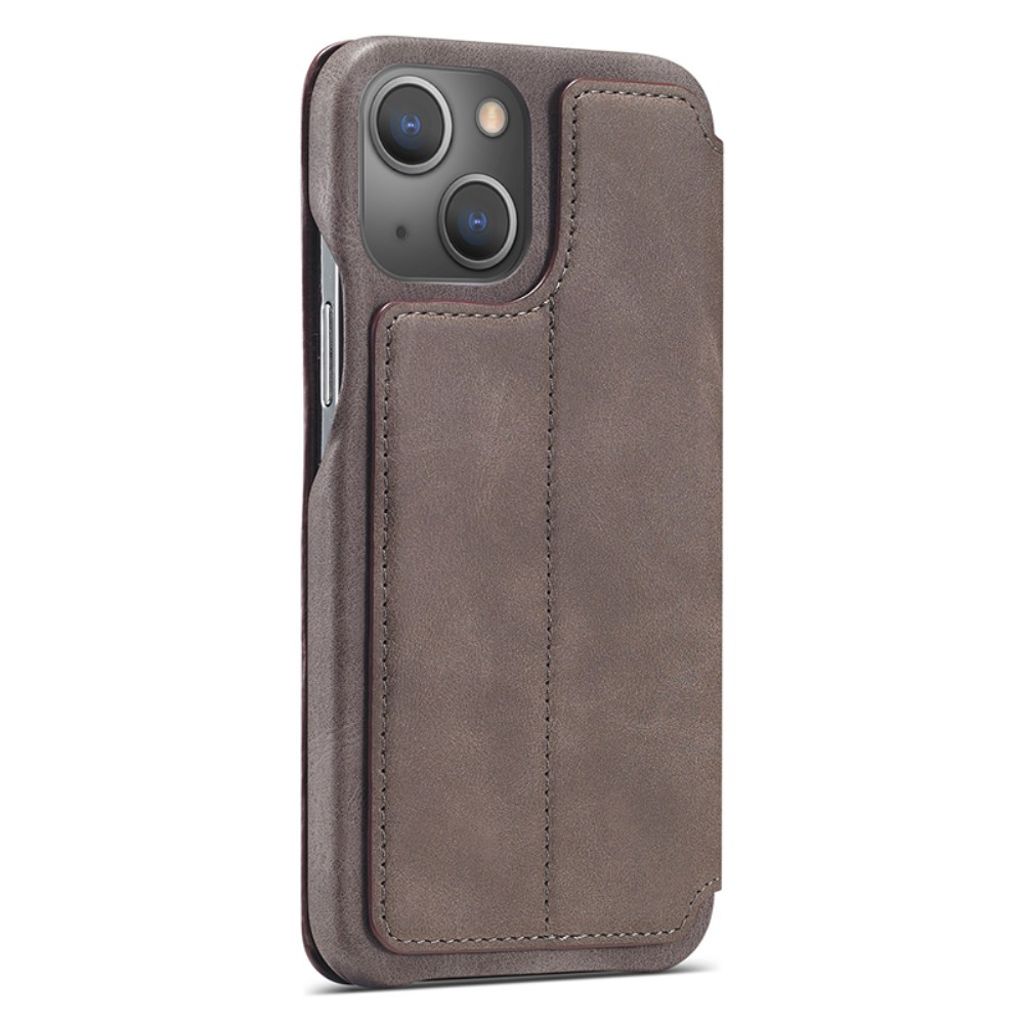 LC.IMEEKE iPhone 15 Wallet Cover Stand/Card Holder/Drop-Proof - Dark Brown