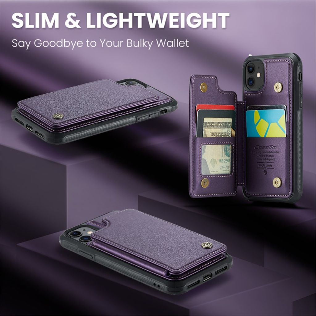 CASEME iPhone 11 Skal med 5 Kortfack - Lila
