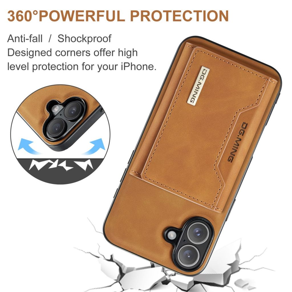 DG.MING iPhone 17 Cover med Pung - Brun