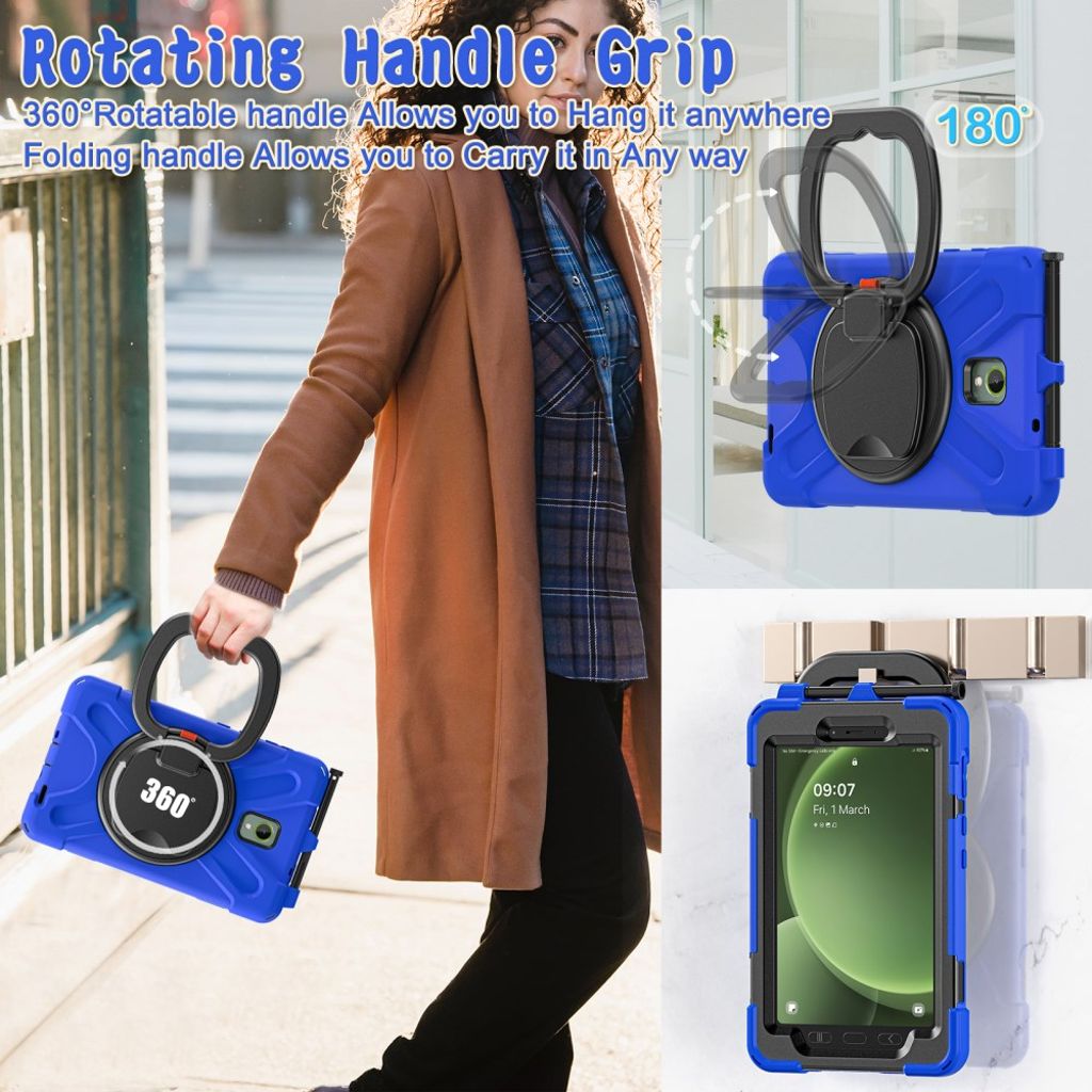 Samsung Galaxy Tab Active5 Case with Hand grip - Blue, Black