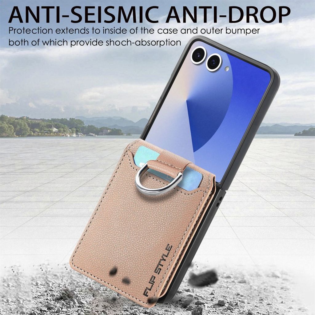 Samsung Galaxy Z Flip7 5G cover med ringholder - Beige