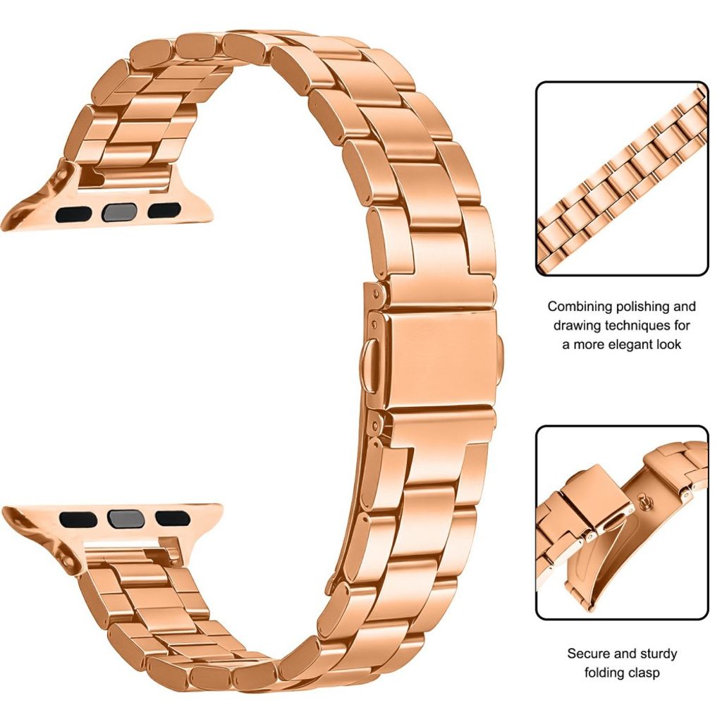 Apple Watch 49/46/44/42mm Klockarmband i rostfritt stål - Roséguld