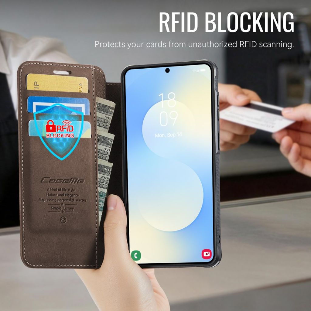CASEME 053  Samsung Galaxy S25 Plus/S24 Plus  Flip Cover MagSafe RFID-blokerende - Brun