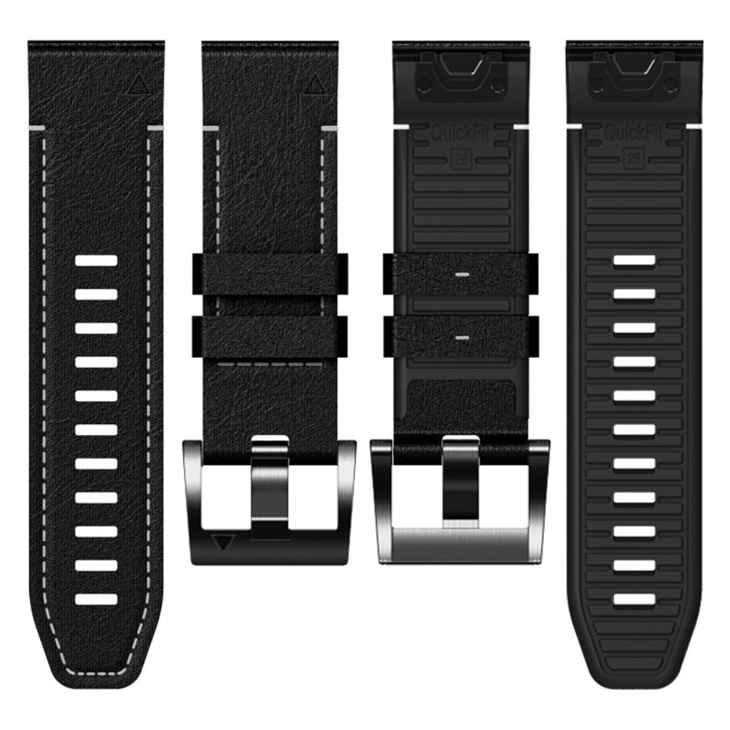 Garmin Fenix 7 etc. Klockarmband i PU-läder - Svart