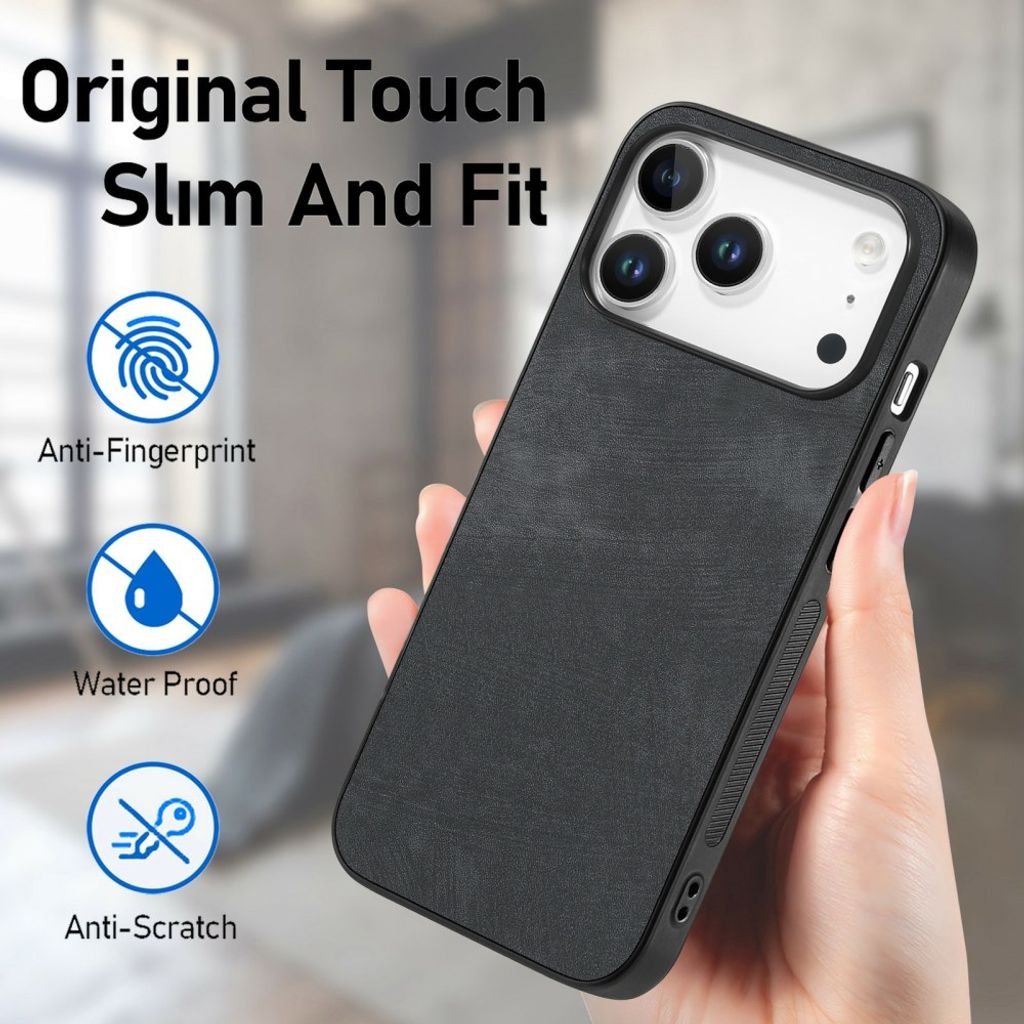 iPhone 18 Pro/17 Pro Kuori PU-nahkaa - Musta