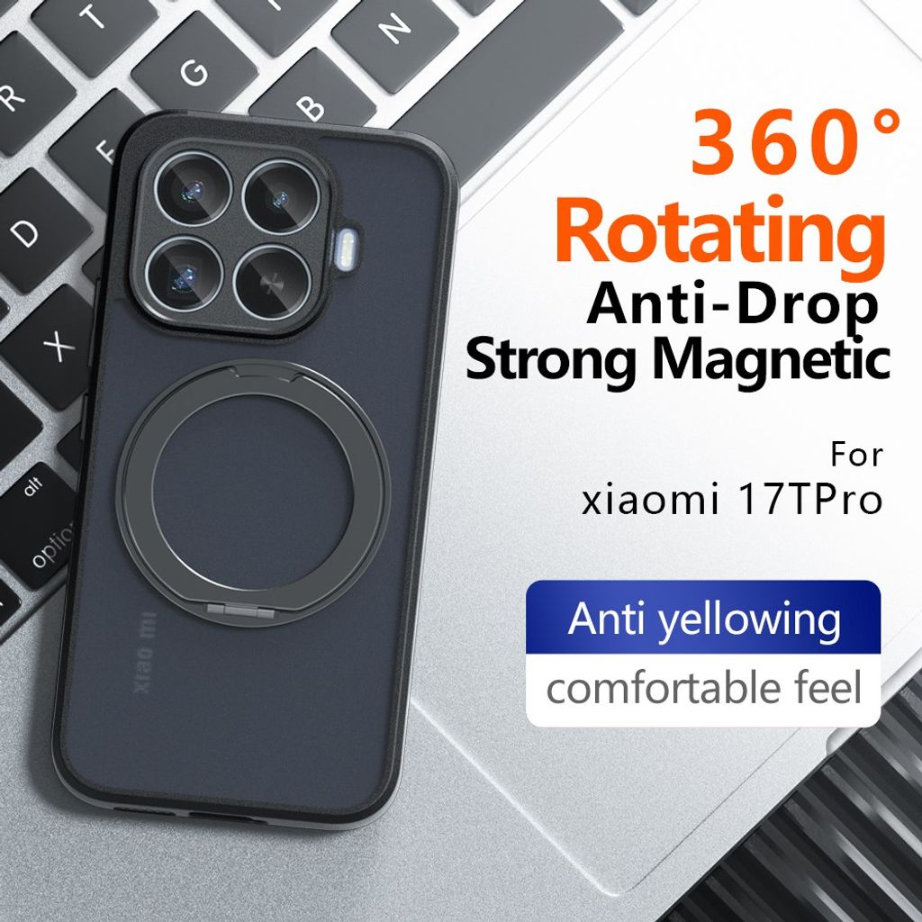 Xiaomi 17T Pro MagSafe-deksel med ringstativ - Transparent/Svart