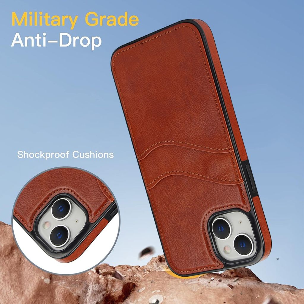 iPhone 13 mini Skal med Korthållare – Brun