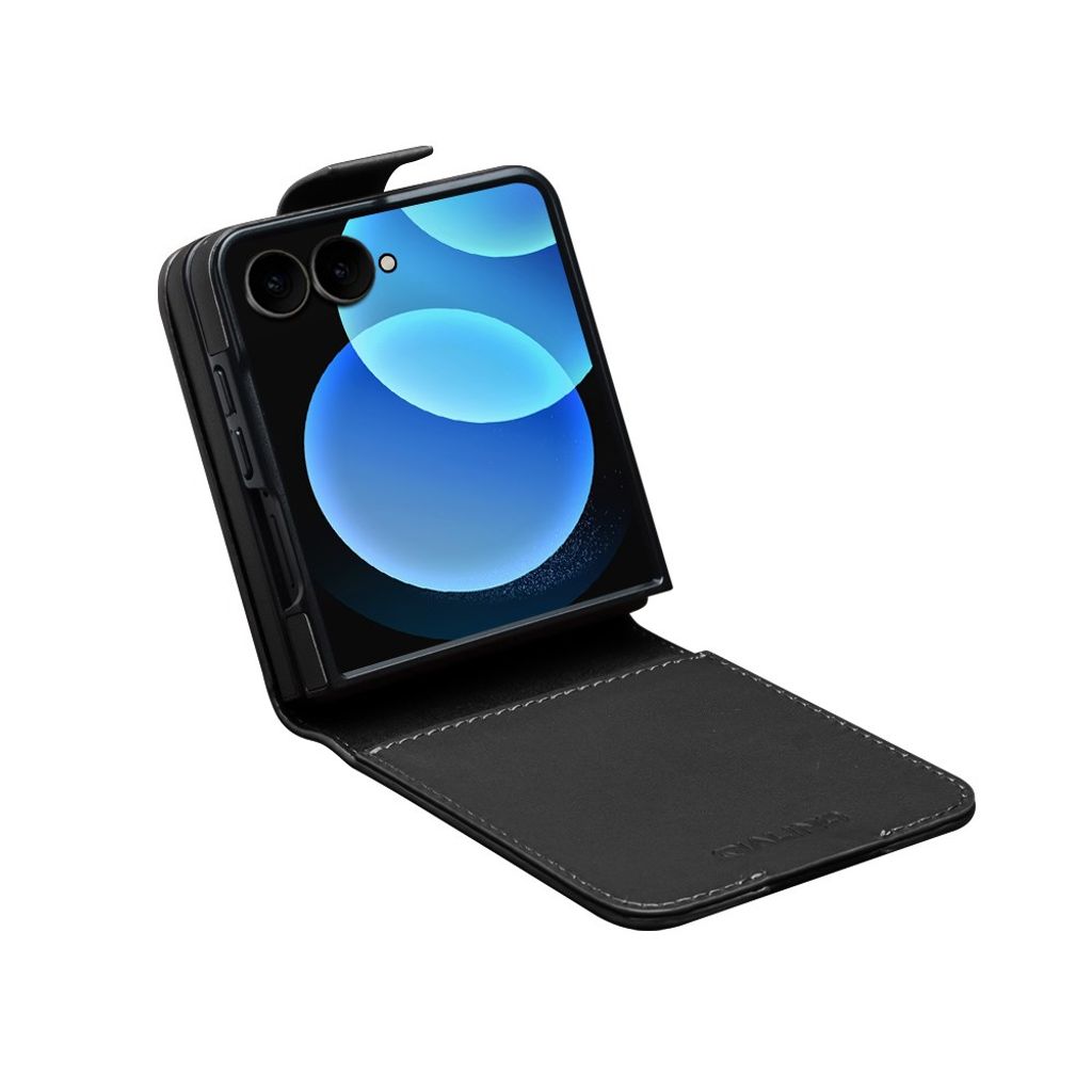 QIALINO Samsung Galaxy Z Flip8 Flip cover i ægte læder - Sort