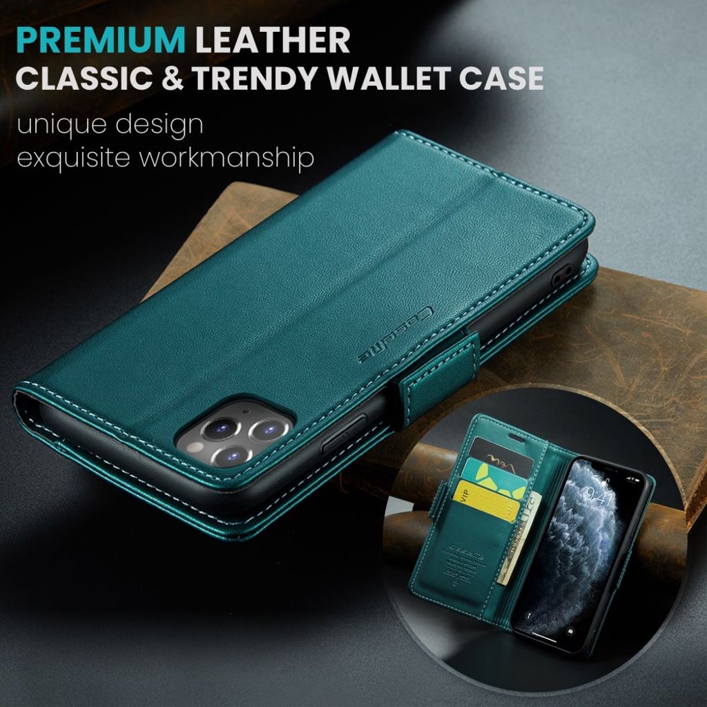 CASEME iPhone 11 Pro Max Plånboksfodral RFID-blockerande – Grön