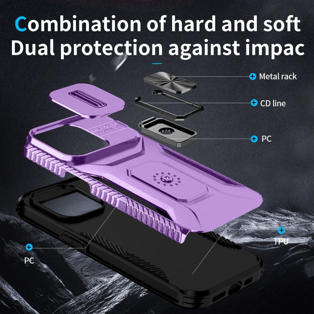 iPhone 14 Pro Cover Stativ/Kamerabeskyttelse - Lilla