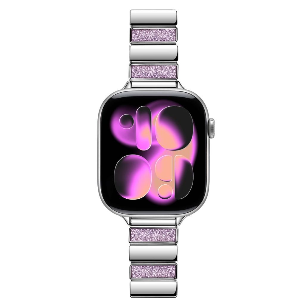 Apple Watch 42/41/40/38mm Klockarmband i rostfritt stål med glitter - Rosa