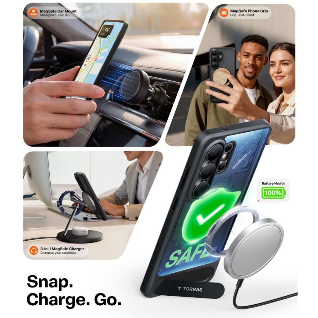 DRY Samsung Galaxy S26 Ultra MagSafe -kuori jalustalla - musta