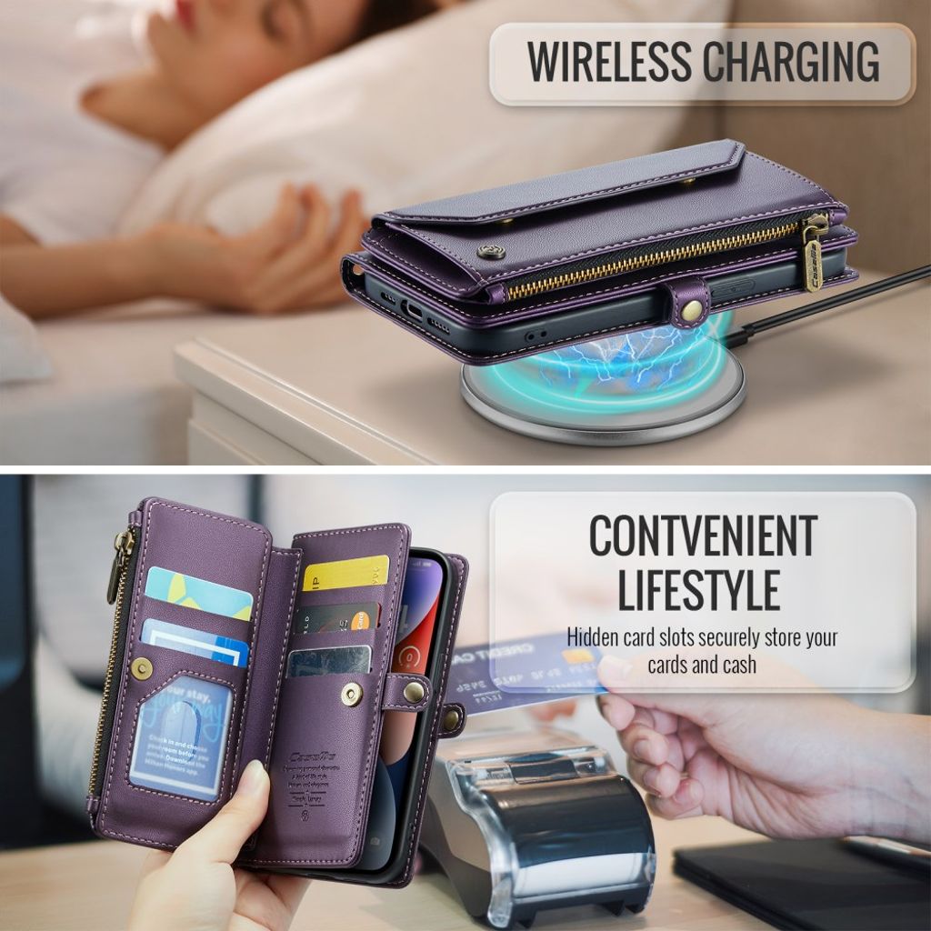 CASEME iPhone 14 Pungetui RFID-blokerende/Stativ - Lilla