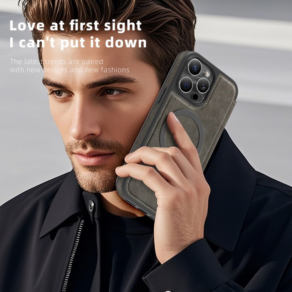 iPhone 14 Pro Max Wallet Cover MagSafe RFID Blocking - Titanium Grey