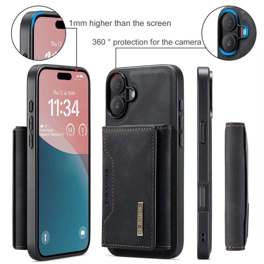 DG.MING iPhone 17 Cover med Pung - Sort