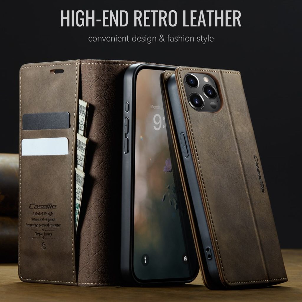 CASEME iPhone 12 Pro Max Etui med Stativ - Brun