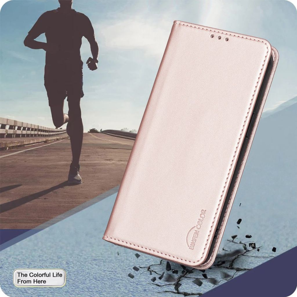 BINFEN COLOR Samsung Galaxy A57 5G Lompakkokotelo/Jalusta – Ruusu kultaa