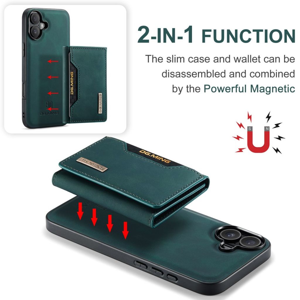 DG.MING iPhone 17 Skal med Plånbok - Grön