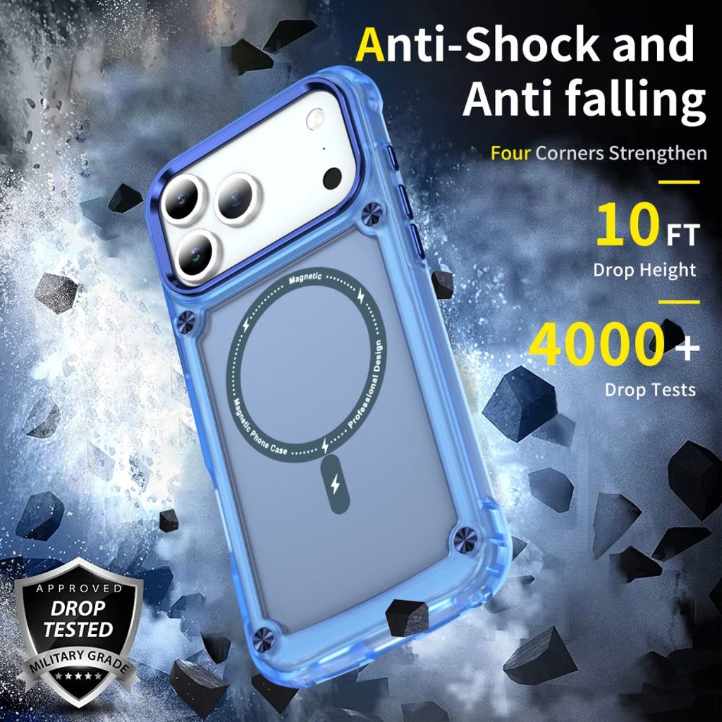 iPhone 17 Pro Max MagSafe -yhteensopiva Kuori - läpinäkyvä sininen