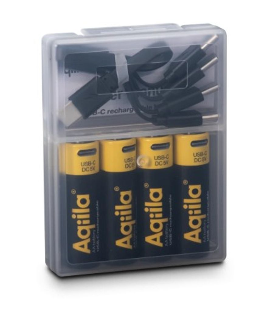 Aqiila Li-ion 2000mah genopladeligt AA-batteri med USB-C - 4-pak