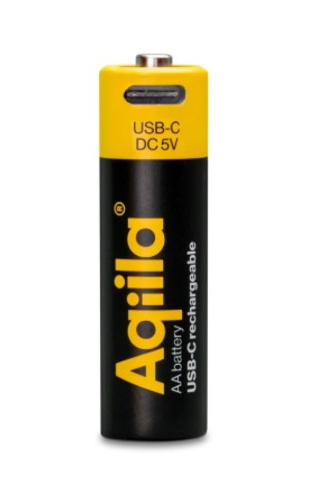 Aqiila Li-ion 2000mah genopladeligt AA-batteri med USB-C - 4-pak