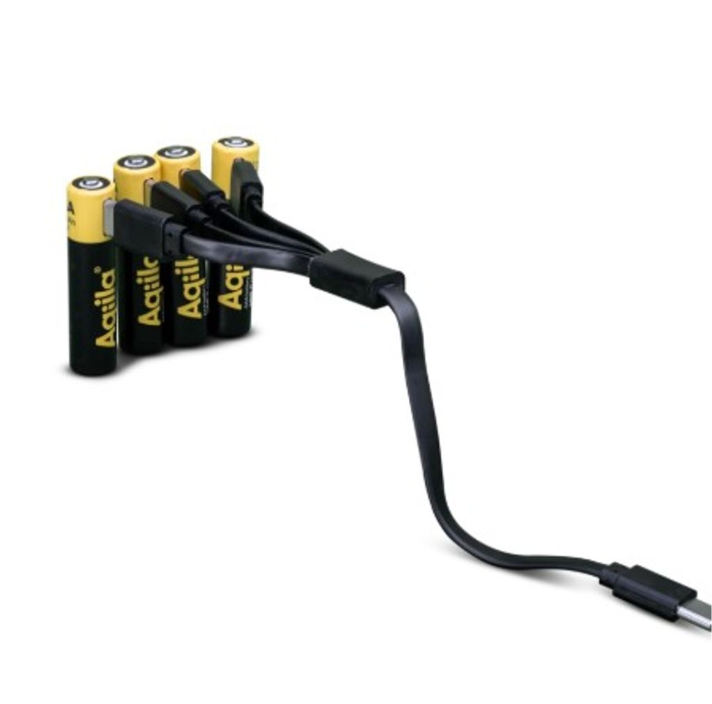 Aqiila Li-ion 600mah genopladeligt AAA-batteri med USB-C - 4-pak