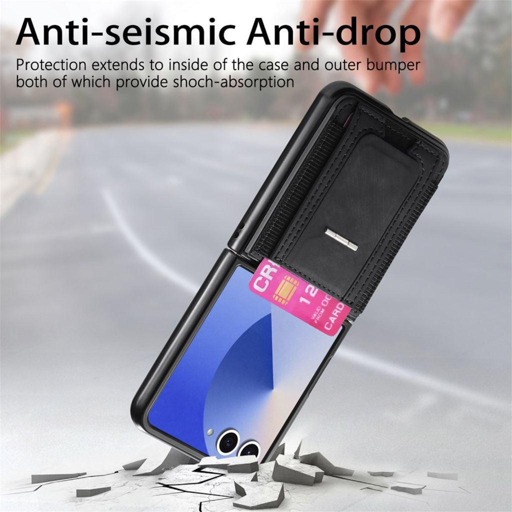 Samsung Galaxy Z Flip7 5G Skal med korthållare - Svart