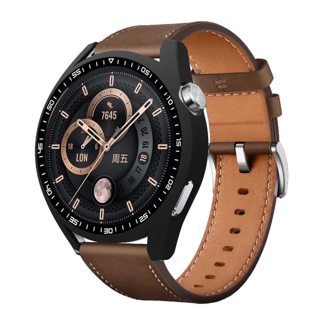 Huawei Watch GT 3 46 mm:n suojakuori karkaistulla lasisella näytönsuojalla – musta