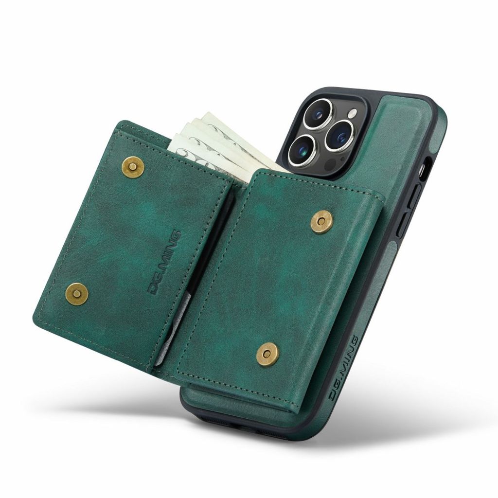 DG.MING iPhone 13 Pro Max Lompakkokuori Magneettinen - Vihreä