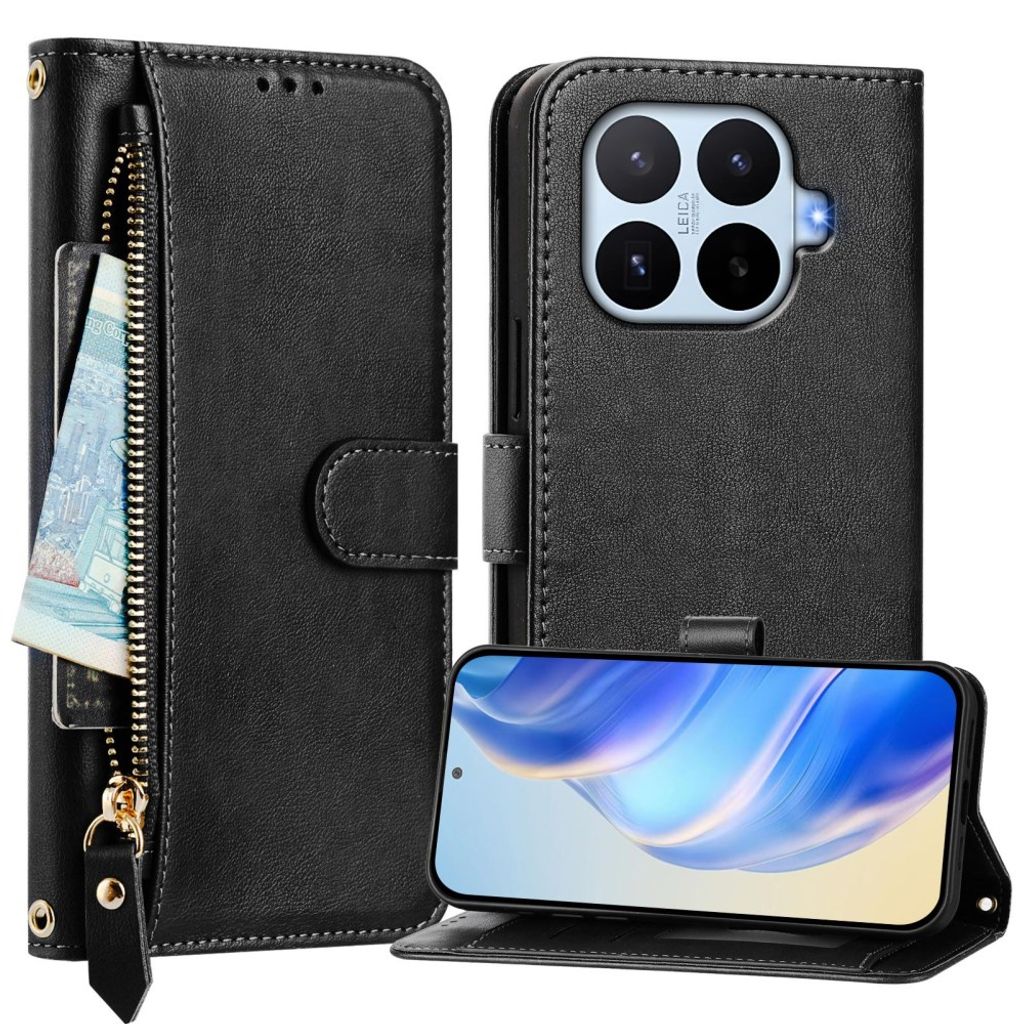 Xiaomi 17T Pro Lompakkokotelo vetoketjulla - Musta