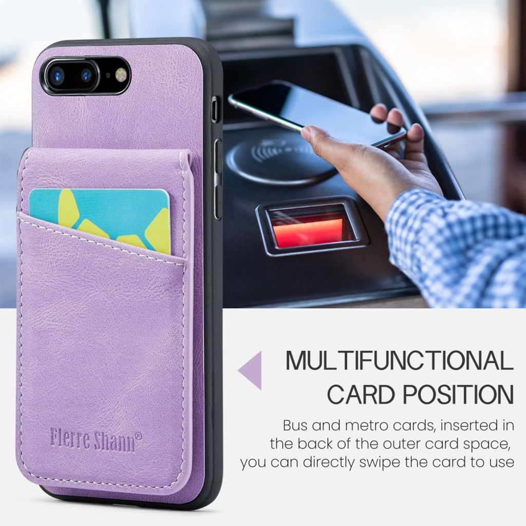 FIERRE SHANN iPhone 7 Plus / 8 Plus Skal med Kortfack - Lila