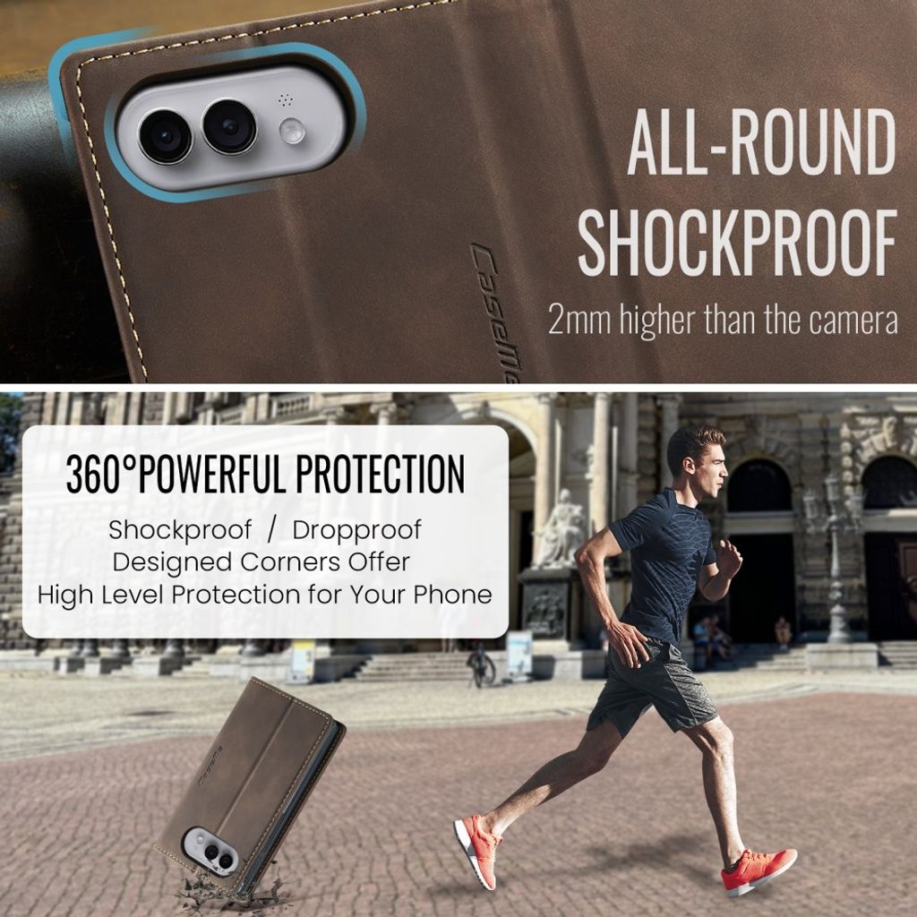 CASEME iPhone Duo Lompakkokotelo PU-nahkaa - Ruskea